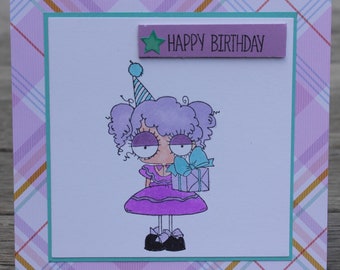 Birthday Card, Stamping Bella Oddball Has a Present, Friend Birthday Card, Copic Birthday Card,