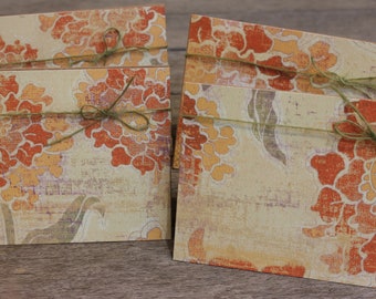 Floral Notecard Set, Kraft Floral Notecard Set, Distressed Blank Notecard Set, Stationary Set