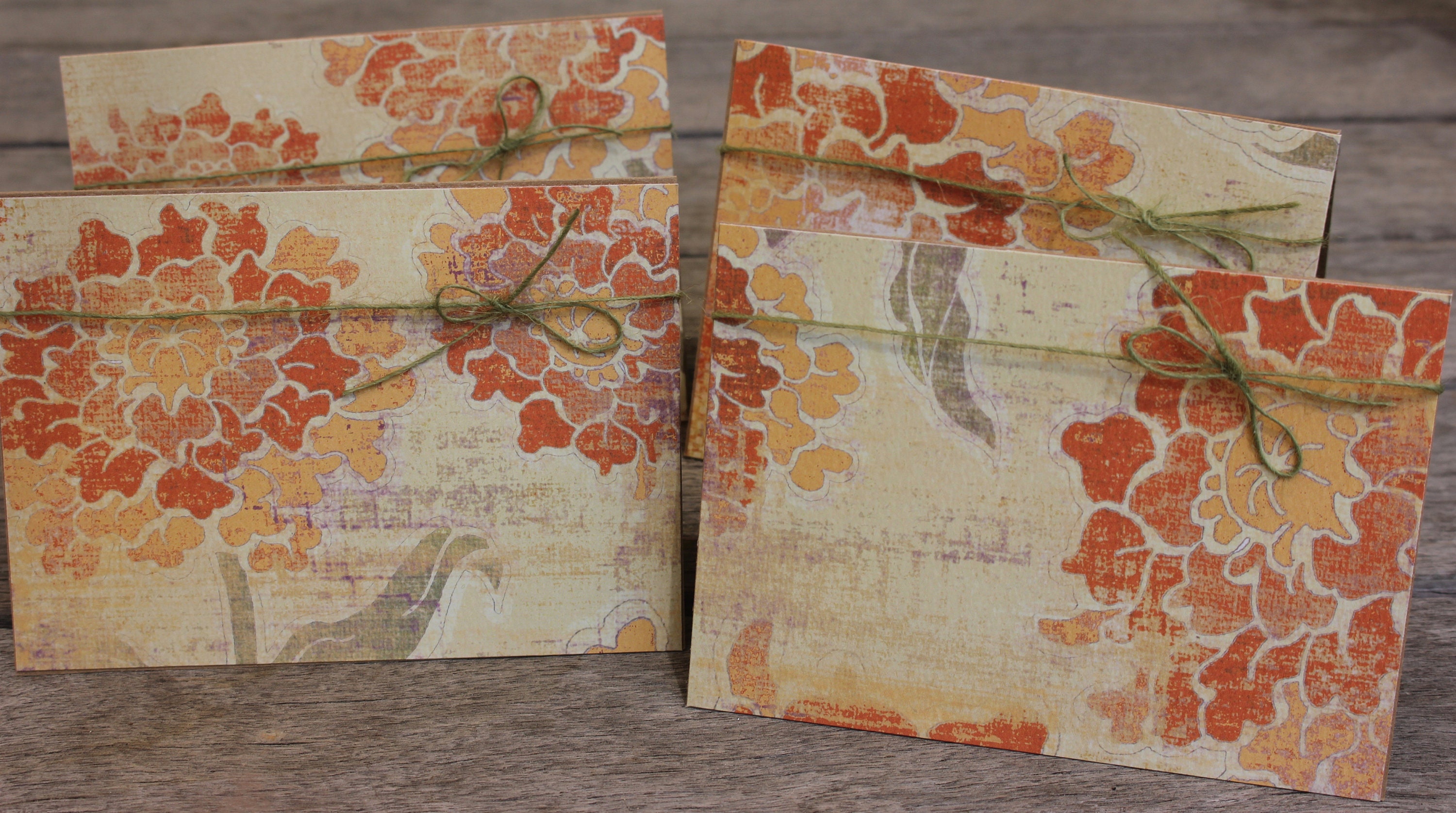 Floral Notecard Set, Kraft Floral Notecard Set, Distressed Blank Notecard Set, Stationary Set