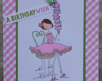 Birthday Card, Stamping Bella Uptown Girl Isabelle Loves Ice Cream, Friend Birthday Card