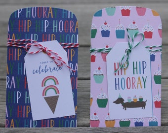 Birthday Gift Card Holders, Cupcake Gift Card Holder, Hip Hip Hooray Gift Card Holder, Teen Gift Card Holders