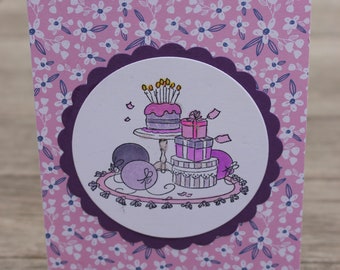 Birthday Card, Birthday Card for Her, Birthday Party Birthday Card, Copic Birthday Card for Her