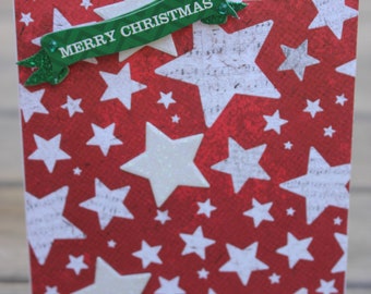 Military Christmas Card, White Stars Christmas Card, Patriotic  Christmas Card