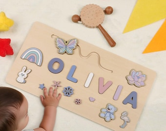Spersonalizowana zabawka-puzzle z imieniem, prezent dla dziewczynki, spersonalizowany prezent dla malucha, prezent na pierwsze urodziny, prezent dla noworodka, prezent świąteczny