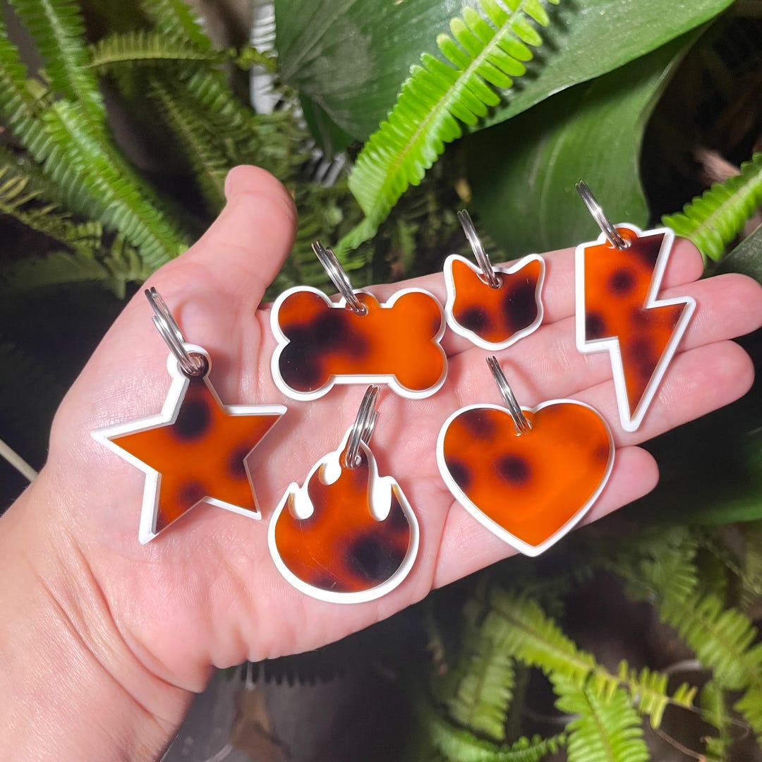 Tortoise Shell Tag Tortie & White Pet ID Tag: Tortoise Shell Personalized Acrylic Dog Cat ...