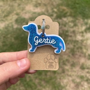 Weiner Dog Tag: Weenie Dog Shape Custom Pet ID Tag, Dachshund Lover Gift