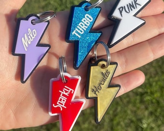 Personalized Lightning Bolt Dog Tag: Acrylic Pet ID Tag