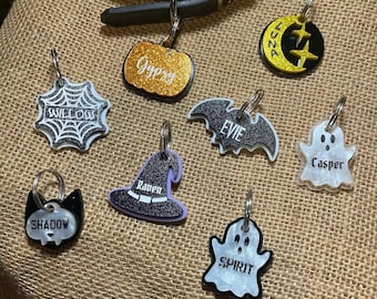 Halloween Dog Tag: Personalized Pet ID Tag, Horror Theme, Spooky Shapes
