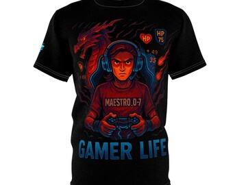 Gamer Life AOP Shirt: Cyber Warrior Design - Maestro_0-7 Collection