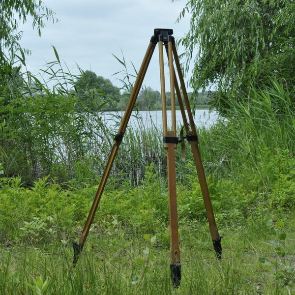 Soviet Wooden Tripod theodolite level vintage camera FKD russian