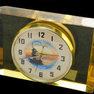 Hand-painted Vintage Clock MOLNIJA fisherman boat Russian 5 days dial mechanical