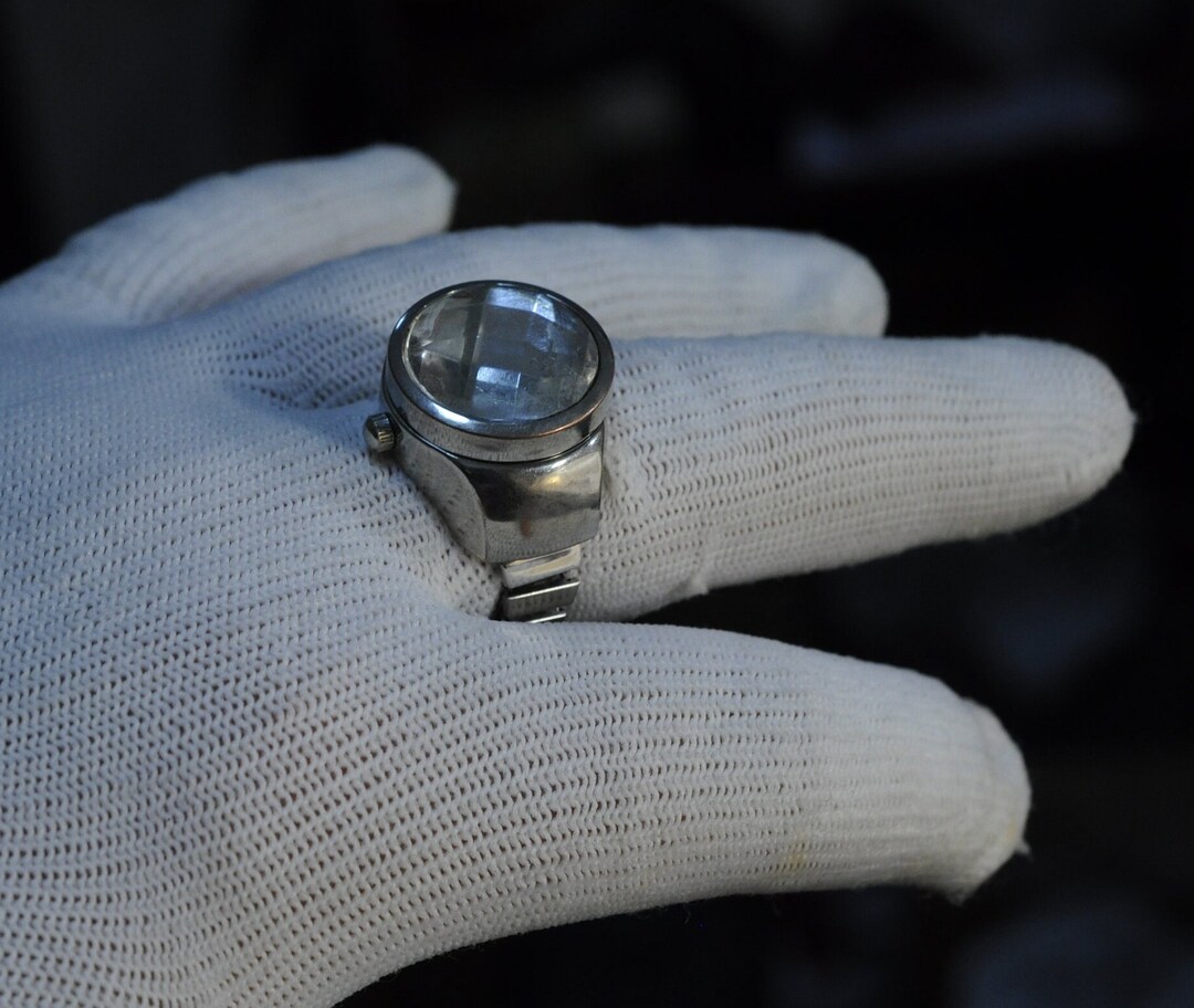 Silver Tone AVON Quartz Stretch Ring Watch Etsy