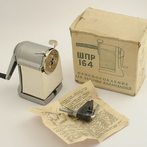 Vintage 1960s USSR Original Pencil Sharpener Metal Desktop Office School