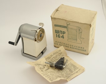 Vintage 1960s USSR Original Pencil Sharpener Metal Desktop Office School