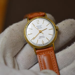 rare watch POLJOT DE LUXE automatic shock-resist gold-plated Au