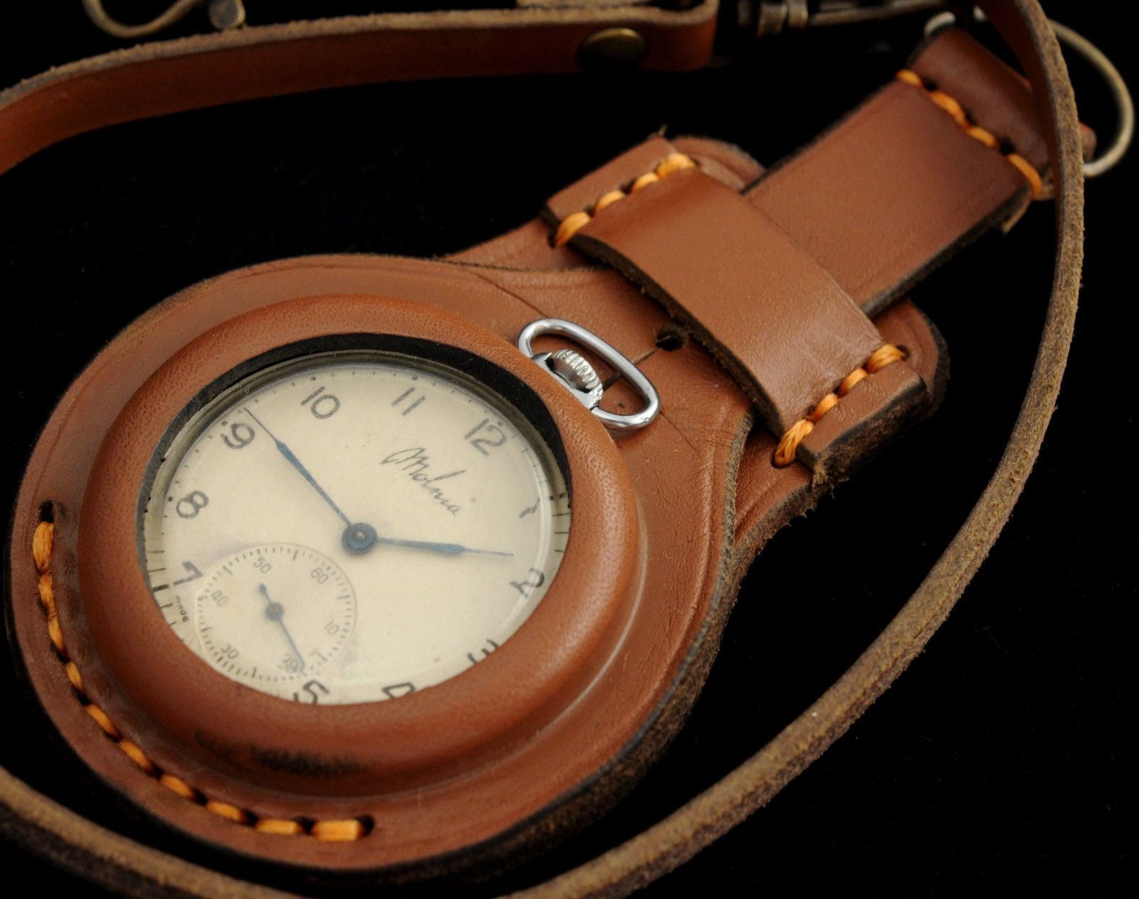 Steampunk WW1 times Leather Case Strap for Pocket Watch 45mm Etsy