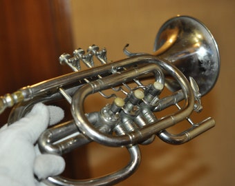 Trompette Soviétique Cornet URSS Instrument à Vent Musical Corne Embouchure vintage Rare