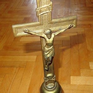 Large crucifix metal Antique Cross Religious Jesus Christ Church altar