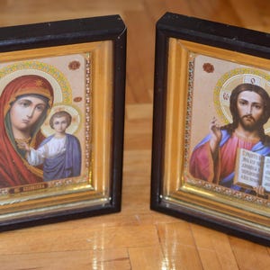 Iconos de pareja para el hogar o boda Iconos de pareja Jesús y Madre de Dios 23 x 20 cm