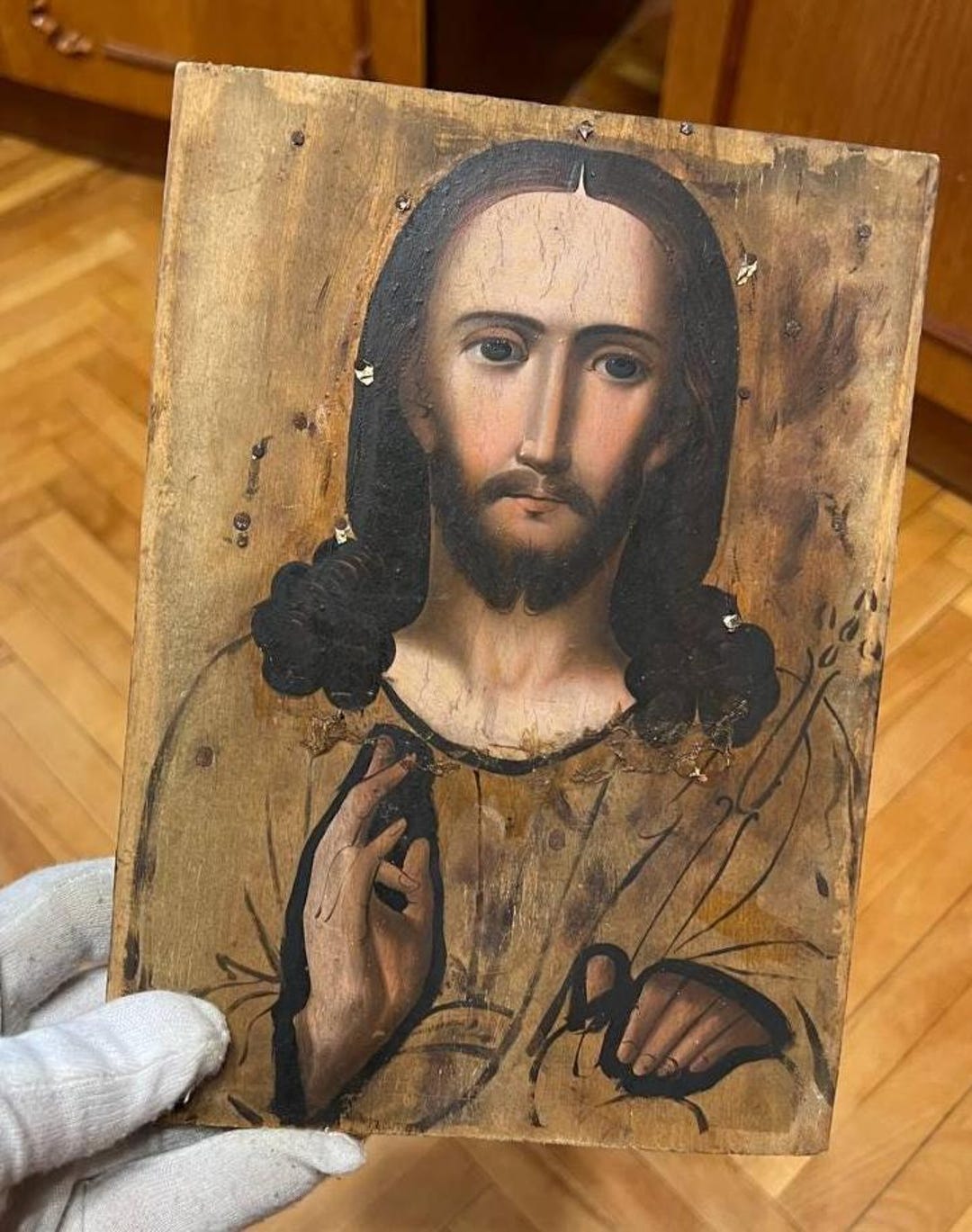 Icon Antique Ukraine 19th Century Hand Painted Wood Orthodox Jesus ...
