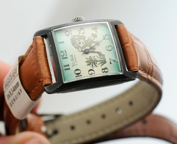 Soviet  Vintage Wrist Watch lion Kids SLAVA Mecha… - image 2
