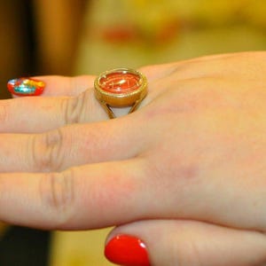 Soviet-Era Vintage Watch Ring – Chaika Brand – Gold Plated – 1970s red dial