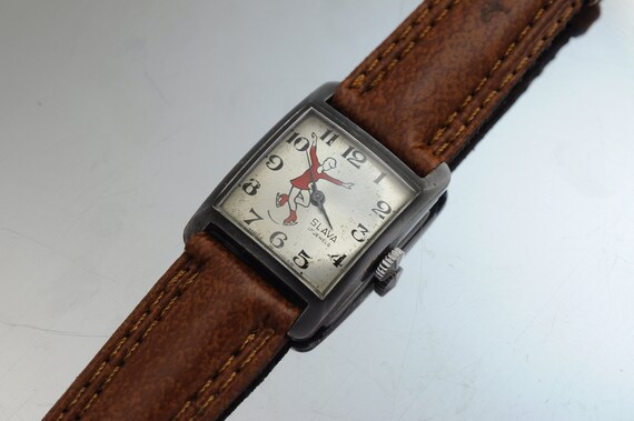 Vintage Wrist Watch Figure Skater SLAVA Mechanica… - image 6