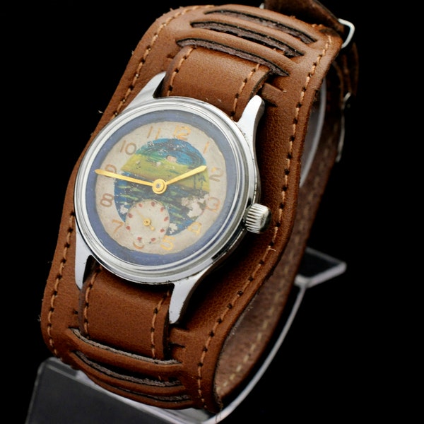 Montre vintage à cadran peint à la main, montre-bracelet pour homme Kama (Cama) de collection RARE