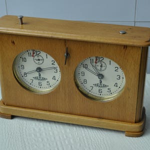 Chess Clock Vintage USSR 1960s Wooden Antique Video