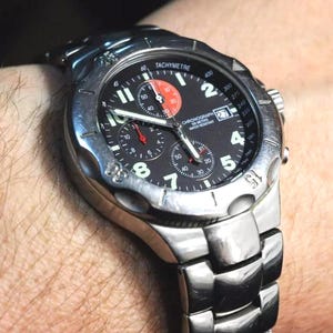 cHRONOGRAPH watch dIVER 100M QUARTZ DATE MENS 40mm Stainless Steel