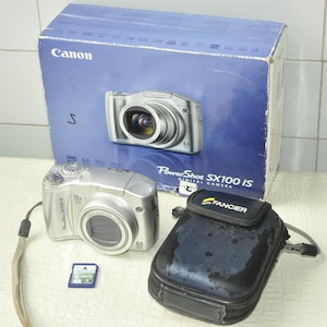 Canon PowerShot SX100 IS 8.0MP Digitalkamera - SILBER GEPRÜFT Funktioniert+Memory Card