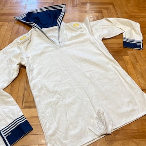 Vintage USSR Navy Sailor Shirt Cotton Military Tunic