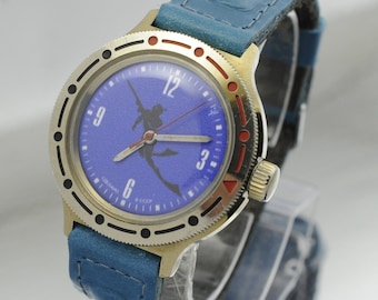 vintage wostok watch SCUBA USSR Scuba Diver mechanical Watch - Blue  mechanical hand-winding