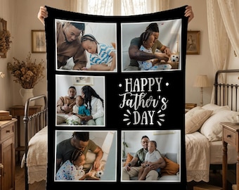 Manta personalizada con fotos de papá, recuerdo familiar personalizado, regalo para el Día del Padre, manta "El mejor papá del mundo", regalos conmemorativos para papá.