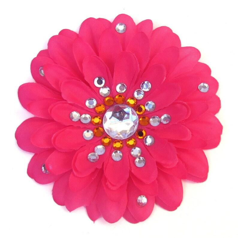 Hot Pink Sparkly Rhinestone Flower Barrette image 1