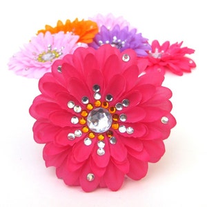 Hot Pink Sparkly Rhinestone Flower Barrette image 2