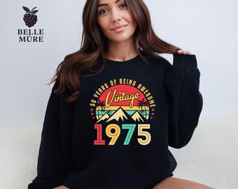 Personalized Vintage 1975 Sweatshirt, Custom Made in 1975 Hoodie Sweater, Retro 50th Birthday Gift