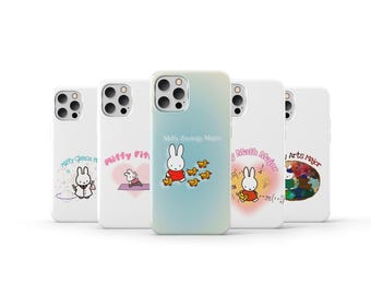 Funda de teléfono Miffy con diseño de anime para iPhone 17, 16 Pro Max, 15, 14, 13, 12, 11, X, 8, 7, 6 Plus, Samsung S25 Ultra, S24, S23, S22 y S21