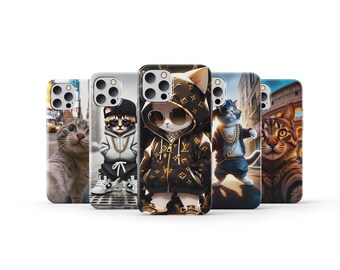 Cool Cat Phone Case Funny Cute Animal Phone Cover for iPhone 16 Pro Max 15 14 13 12 11 X 8 7 6 Plus Samsung S25 Ultra S24 S23 S22 S21 S20