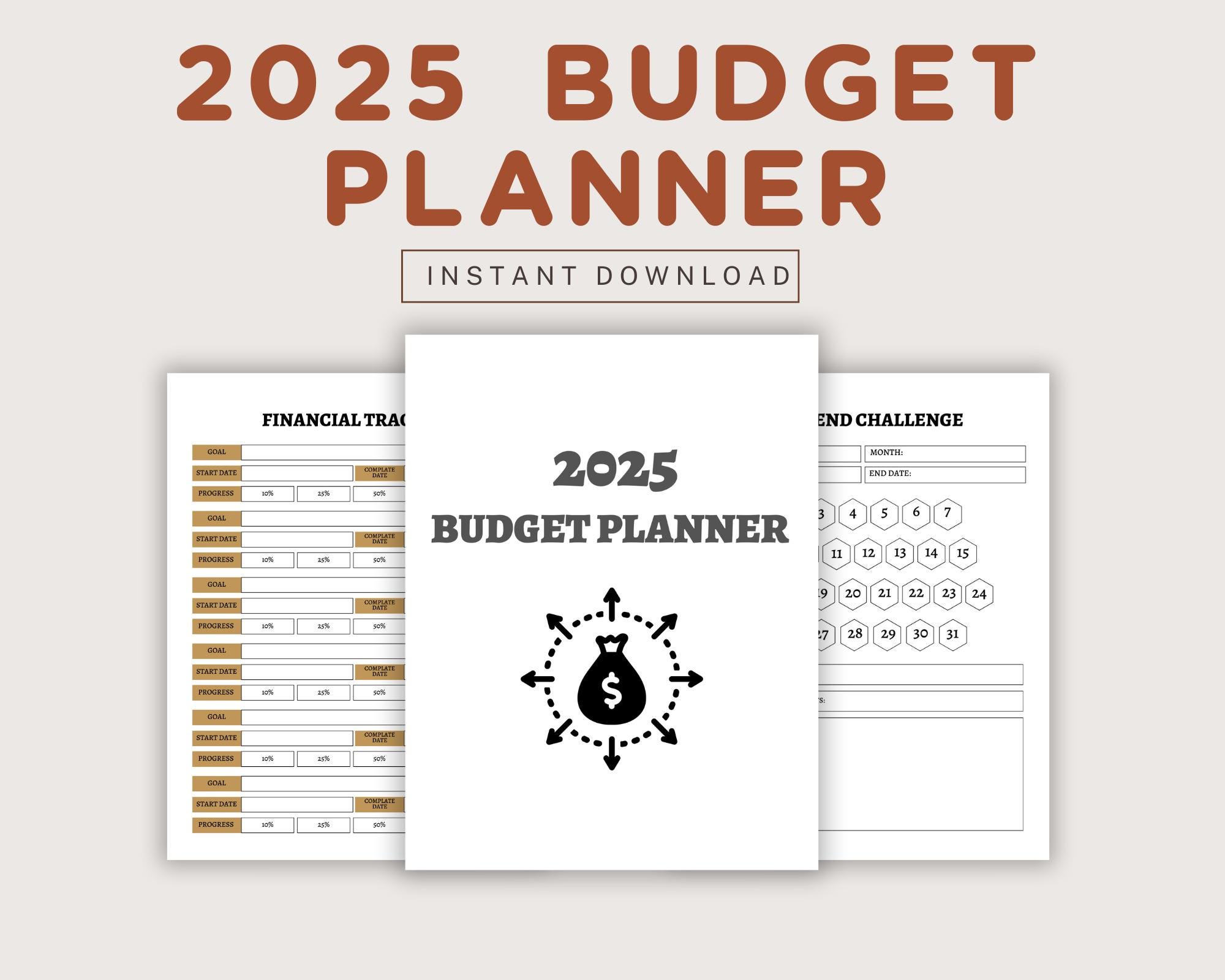 2025 Budget Planner PDF, Financial Tracker, Savings Organizer, Debt Tracker, Income Expense Printable, Digital Money Binder