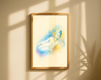 White Buddha Print: Serene Zen Meditation Art (Digital Download)