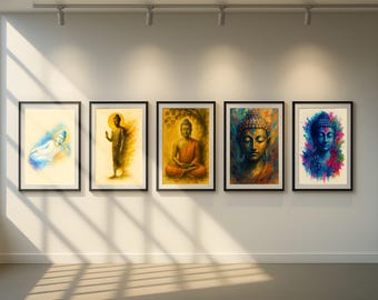 Buddha Wall Art Prints: Spiritual Zen Decor (5-Piece Digital Download Bundle)