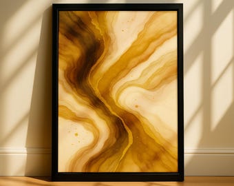 Earthy Brown & Beige Abstract Wall Art – Warm Minimalist Digital Print
