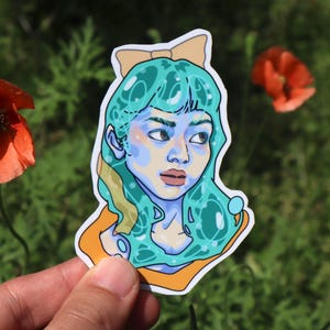 Pegatinas de princesas, pegatinas pop brillantes, pegatinas de mujeres, pegatinas naranjas y verdes, pegatinas pop, pegatinas de cinta, pegatinas de señoritas,