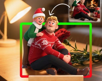 Custom Figure Personalized Acrylic Block Plaque, Personalized Father's Day Gift for Dad Husband, AI Generated Cartoon Portrait Artwork