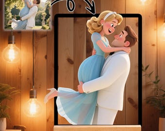 Custom Cartoon AI Portrait Wall Art Home Decoration Acrylic Frame, Personalized Family Caricature, Custom Portrait From Photo, Wedding gift