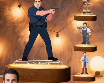 Personalized Dad Night Light Gifts for Father's Day, Dad Birthday Gifts, Custom Portrait AI Generated Acrylic Plaque, Fathers Day Present