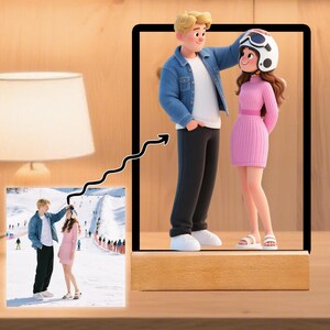 Custom AI Cartoon Portrait from Photo | Personalized Couple & Family Cartoon Illustration | Unique Custom Night Light Plaque Gift Idea
