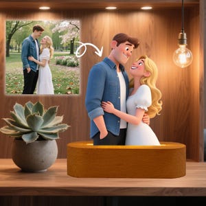 Custom Photo Statuette, Personalized Photo Gifts, Anniversary Gift for Him, Her, Acrylic Photo Plaque, AI Cartoon Style Portrait Gift