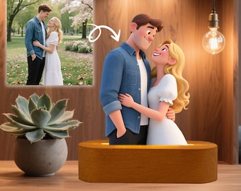 Custom Photo Statuette, Personalized Photo Gifts, Anniversary Gift for Him, Her, Acrylic Photo Plaque, AI Cartoon Style Portrait Gift